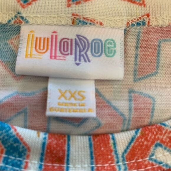 LULAROE CARLY AMERICANA Dress XXS USA Red White Blue America 4th of July Olympic - Picture 9 of 9